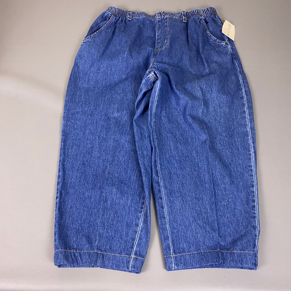 White Stag Pull On Jeans Plus Size 18P Petite Blue Relaxed Straight Denim NWT